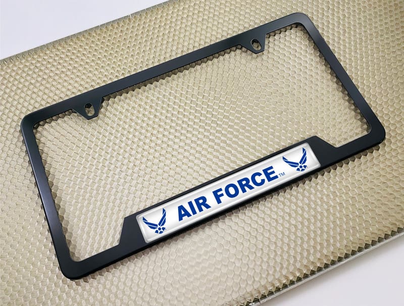 U.S. Air Force Symbol - Stainless Steel Black 2-hole Car License Plate Frame